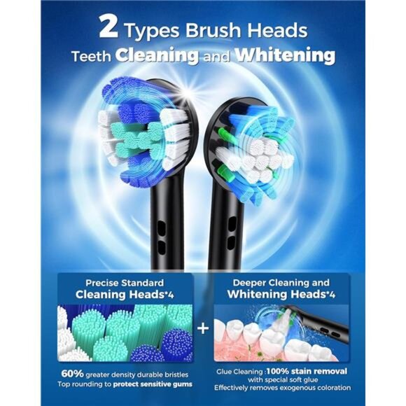 Rotating Electric Toothbrush for Adults with 8 Brush Heads (2 Types), 4 Modes - Picture 3 of 8